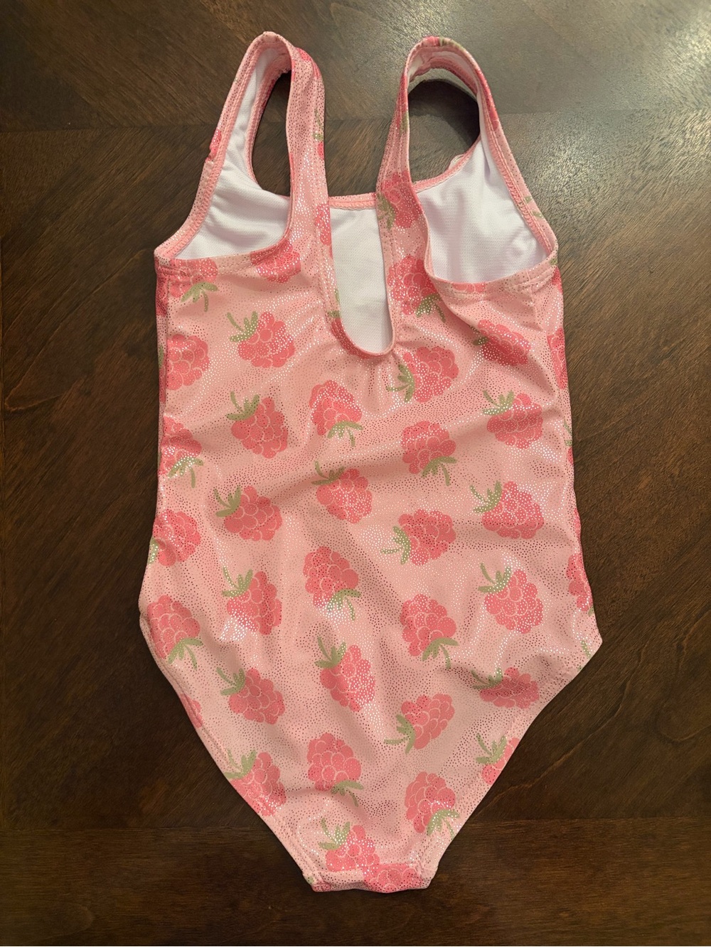 Girls Pink Raspberry Print One-Piece Swimsuit - Picture 2 of 2